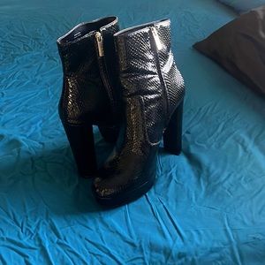 ALDO faux snakeskin patent shiny leather platform boots